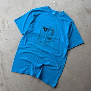 90s Mens Sunbelt Sportswear Puerto Rico Canta Graphic T-Shirt Vintage Blue Large